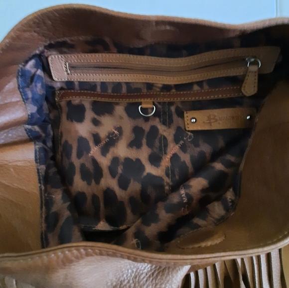 B. MAKOWSKY Leather Brown Fringe Hobo Handbag Purse - Picture 10 of 11